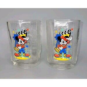 Vtg 2pc Walt Disney World Drinking Glasses Tumblers 2000 McDonalds Mickey Mouse